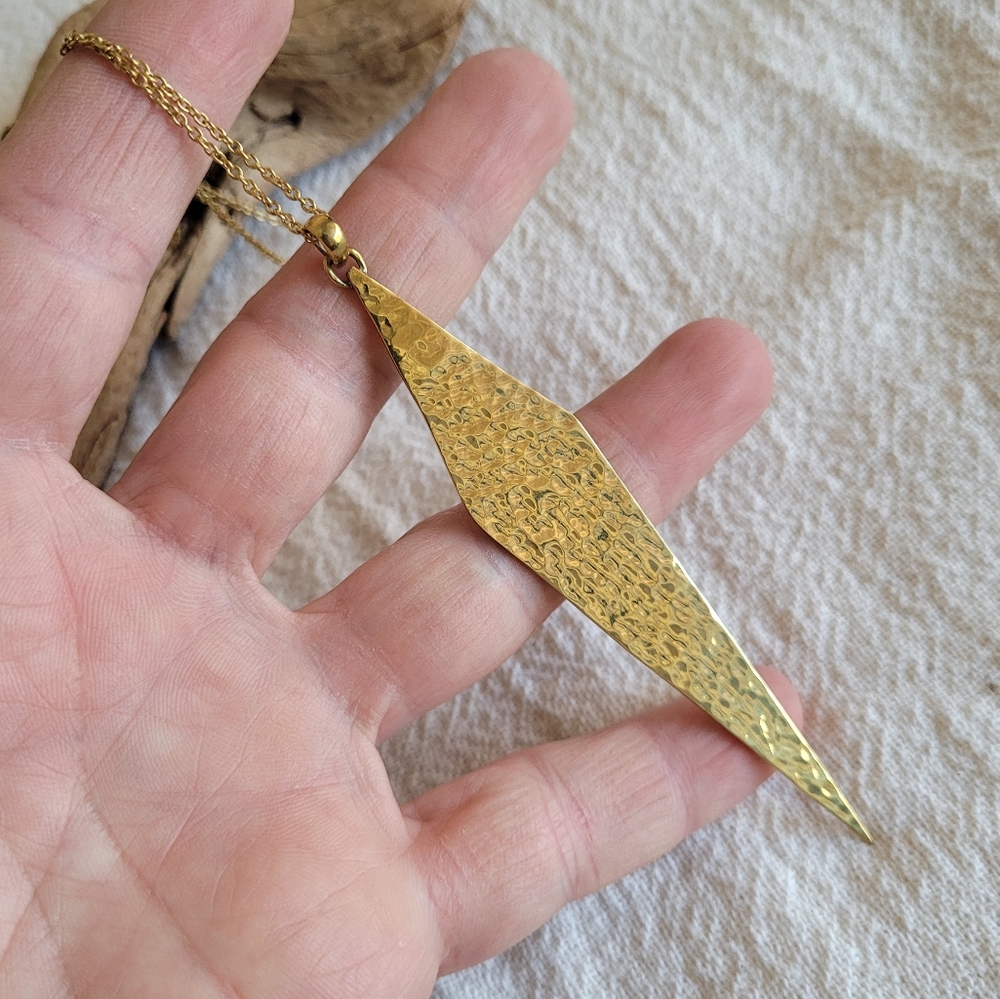 Spike pendant brass charm handmade necklace